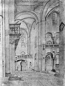 37333 Interieur van de Mariakerk te Utrecht: het zuidertransept en het oostelijke gedeelte van het schip uit het ...
